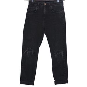 Zara High Rise Black Ripped   Jeans  Women Size 4
